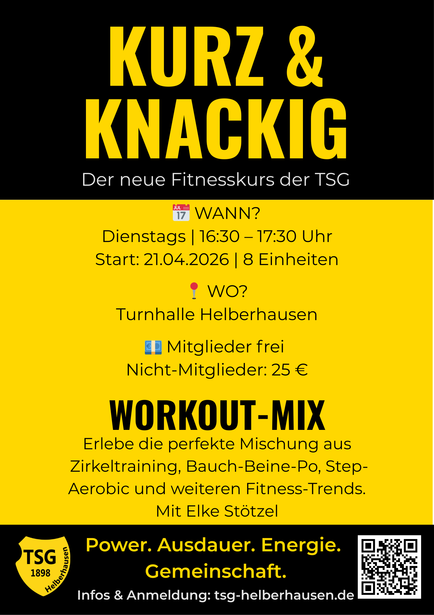 Neuer Fitnesskurs „Kurz & Knackig“ startet im April